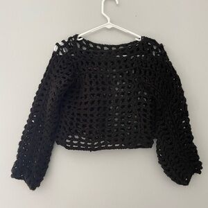 Black Crochet Sweater